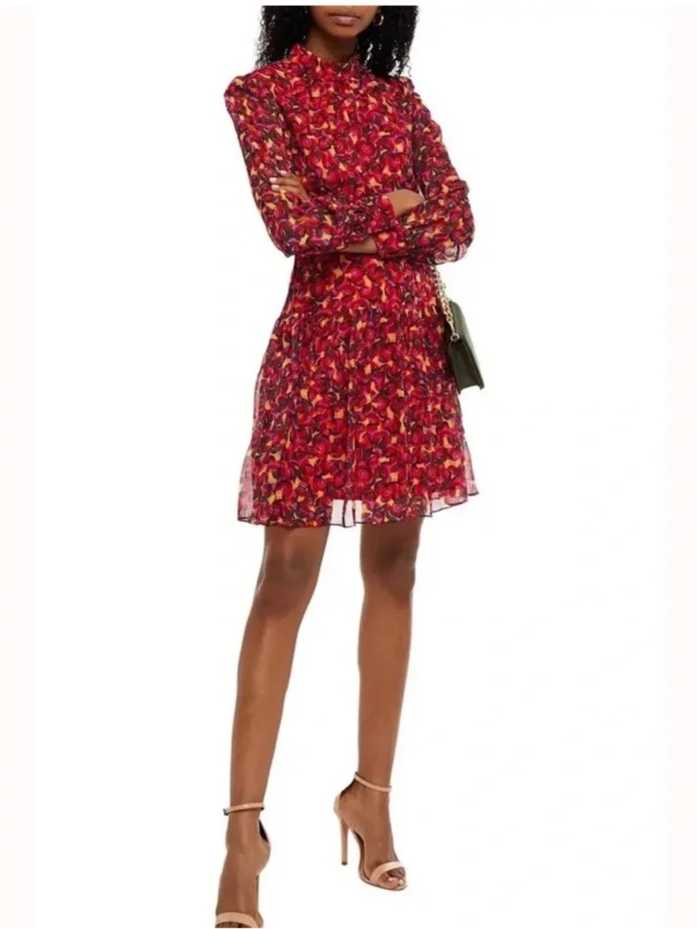 Saloni Isabel B Printed Silk Georgette Mini Dress sz 4